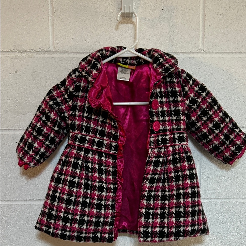 Checkered Coat - Pink and Black 2T